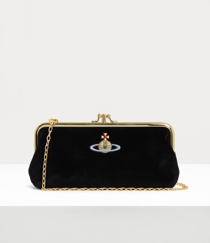 Vivienne Westwood EMBROIDERED ORB DOUBLE FRAME PURSE WITH CHAIN